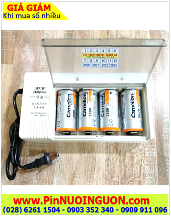 Delipow DLP-808 _Bộ sạc Pin DLP-808 kèm 4 pin sạc D Camelion NH-D2500BP2 (D2500mAh 1.2v)